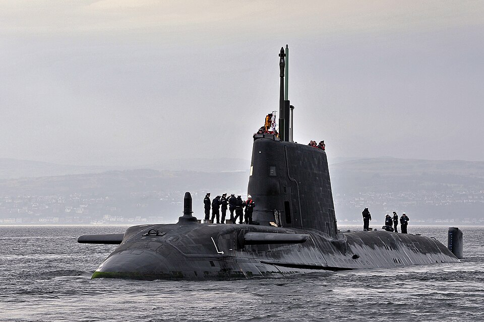 Royal Navy submarine at sea